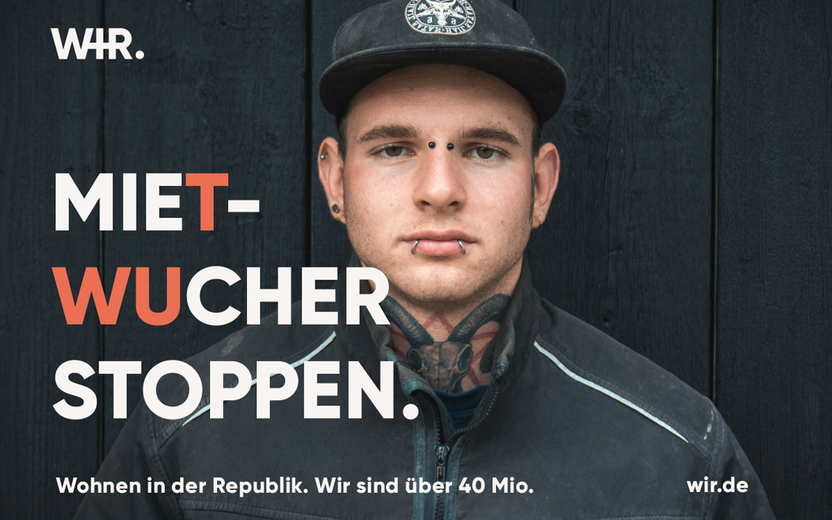 WIR Kampagne Claim mit Person im Zentrum